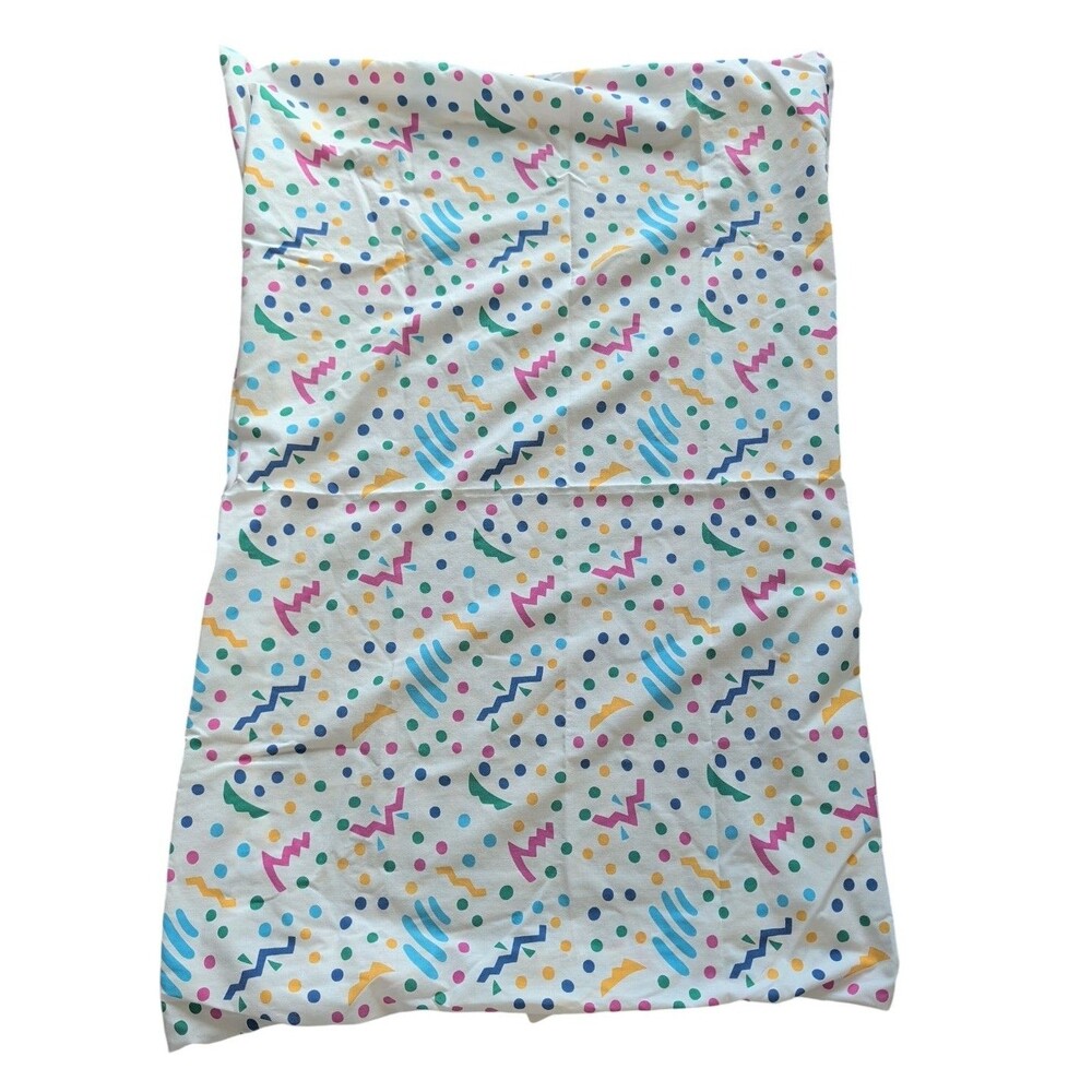 Vintage 90s Evenflo Memphis Style Confetti Geometric Abstract Fitted Crib Sheet